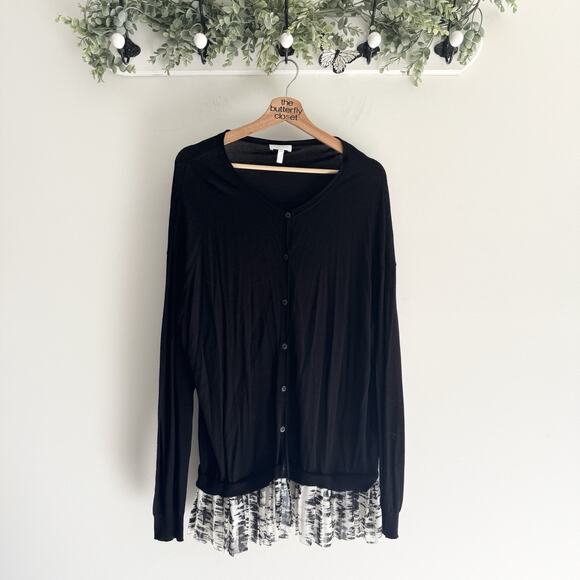 Escada Black Button Down Accordian Sweater XL BB4944 - Picture 1 of 4